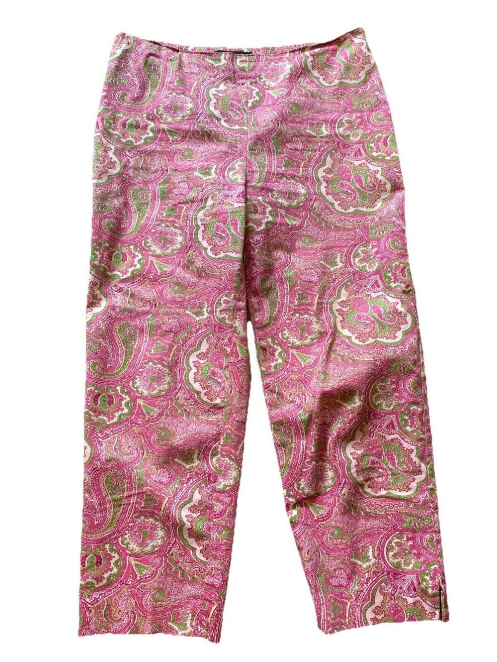 Talbots Pink Paisley Printed Side Zip Pants - Size 6 Capris